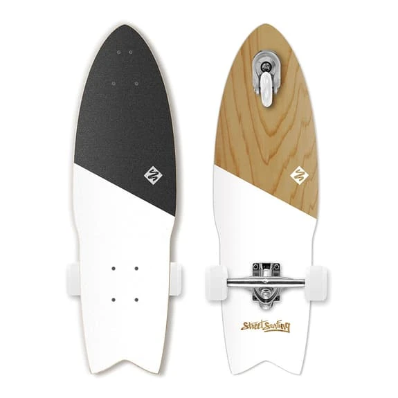 Longboard Street Surfing Shark Attack 30' Koa White Black Grey 1 Longboard Street Surfing Shark Attack 30' Koa White Black Grey