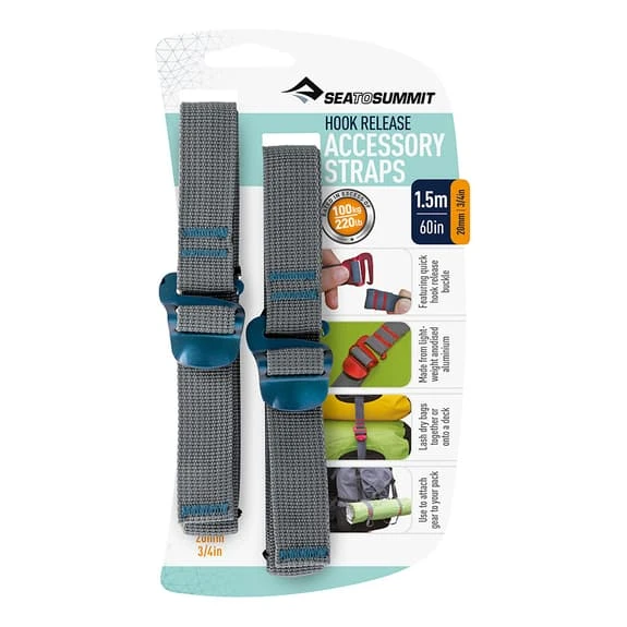 Sea To Summit Fastening Straps With Hook 20mm X 1.5m Blue 2 Sea To Summit Fastening Straps With Hook 20mm X 1.5m Blue - Image 2