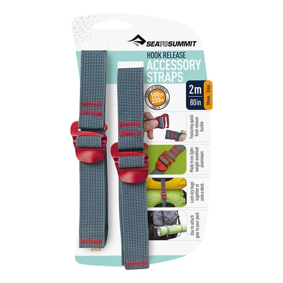 Sea To Summit Fastening Straps With Hook 20mm X 2m Red 2 Sea To Summit Fastening Straps With Hook 20mm X 2m Red - Image 2