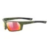 Uvex Sportstyle 225 Glasses Matte Olive Green With Red Mirrored Lenses